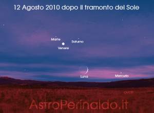 congiunzione marte, venere, saturno, mercurio e Luna del 12 agosto 2010