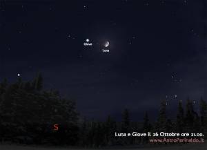 26 ottobre luna e giove vicini