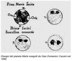 Marte disegnato da G.D.Cassini nel 1666